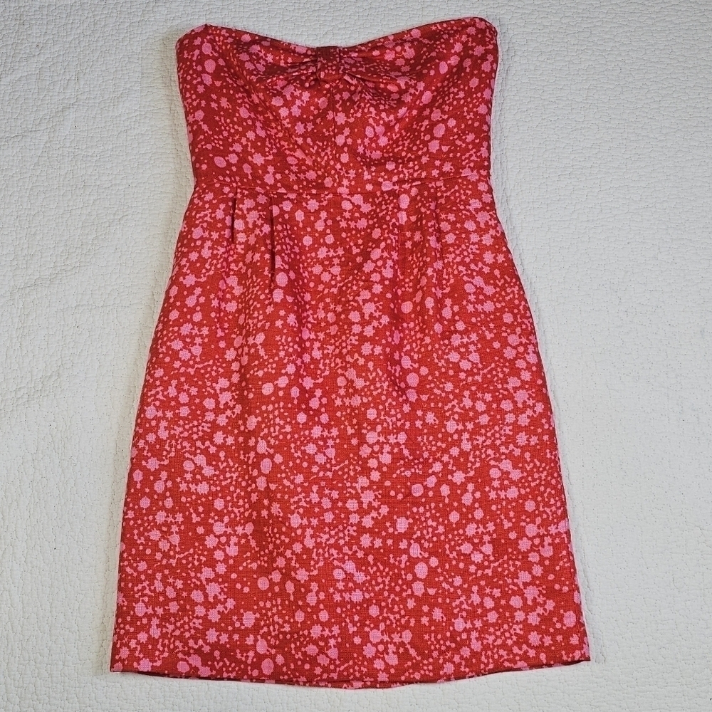 NWT J.Crew Cherry Linen Constellations Strapless Dress
